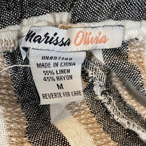 Marissa Olivia Womens Striped Linen & Rayon Blend Casual Pants With Drawstring W - Picture 6 of 9